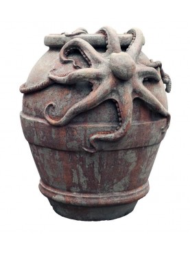 Orcio con doppio polpo H.70cm - Octopus vulgaris - terracotta