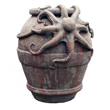 Jare with two octopus H.70cms - terracotta Octopus vulgaris