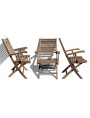 Teak folding chair with armrests