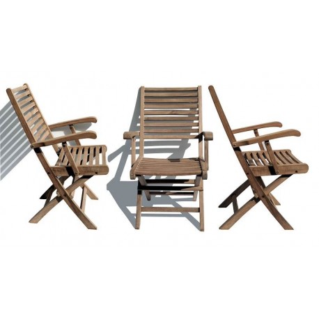 Teak folding chair with armrests