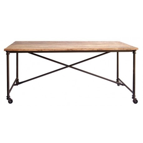 Minimalist table antique wood and iron