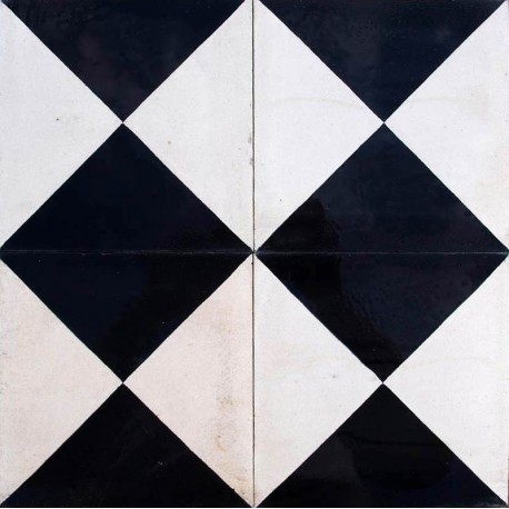 Cement Tiles Black and White Half Squares