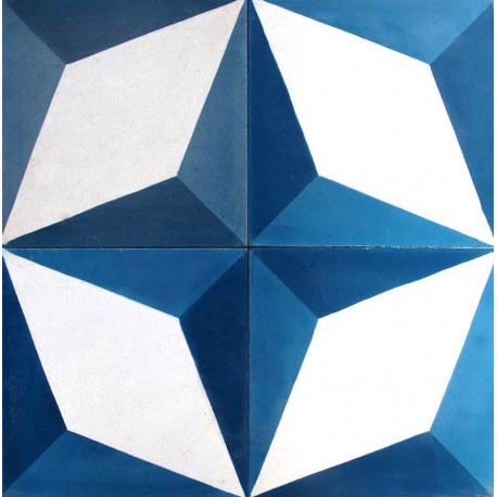 Cement Tiles Star Blue Light Blue White