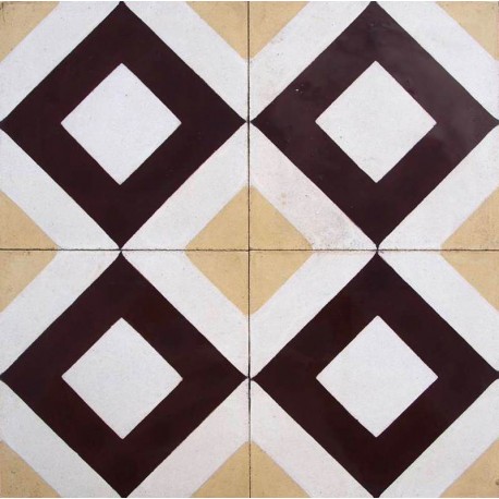 Cement tiles Geometric Pattern Brown Sand White