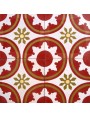 Cement tiles Decorated Flowers Circles Red White
