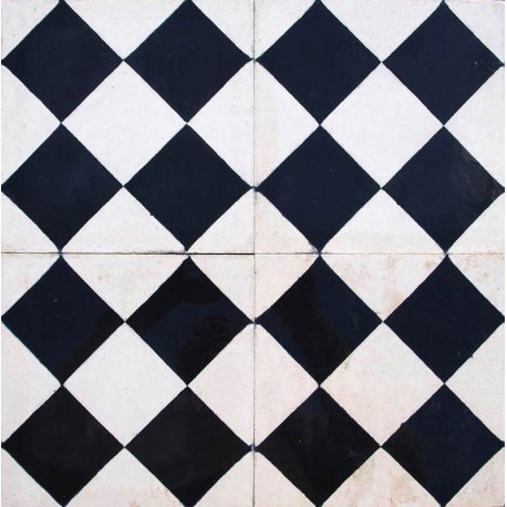 Cement tiles Checks Rhombus Black and White