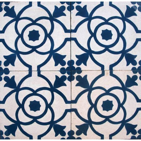 Cementine Idrauliche Decorate Blu Bianco Motivo Floreale