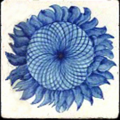 Majolica tile blue sunflower