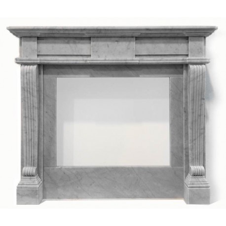 Fireplace in white carrara marble