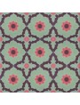 Cement tiles Green Background Red Brown Flower