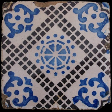 Majolica tile white aluminum oxide, manganese and cobalt blue