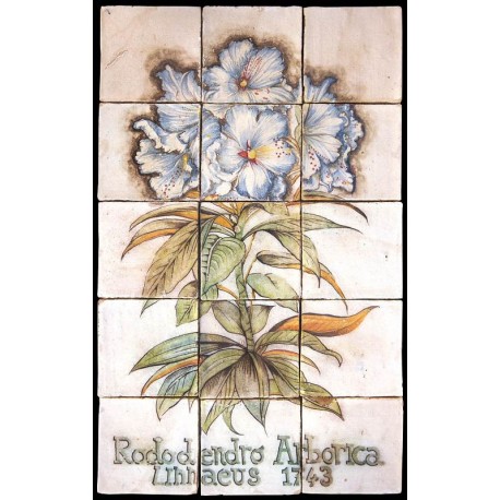 Flowers maiolica panel rhododendron