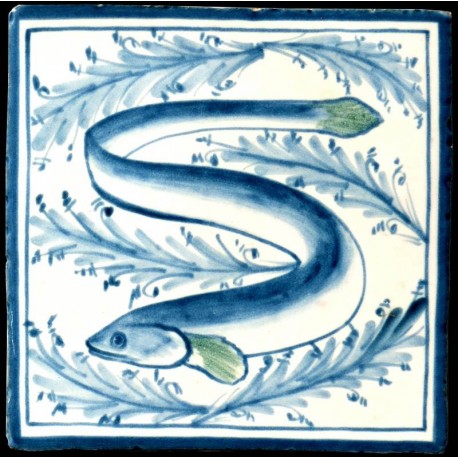 Eel fish majolica tile azulejos