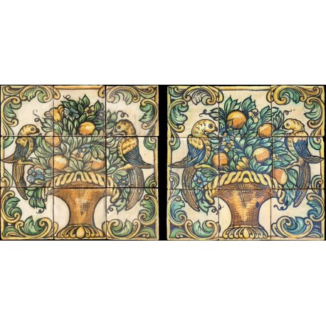 Two Sicilian majolica panels
