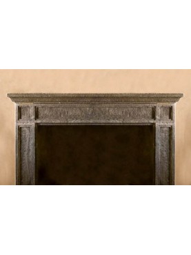 Simple peperino stone fireplace