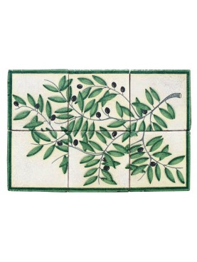Olive tree, small maiolica panel six tiles
