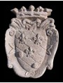 Coat of arms crowned with 3 lilies limestone