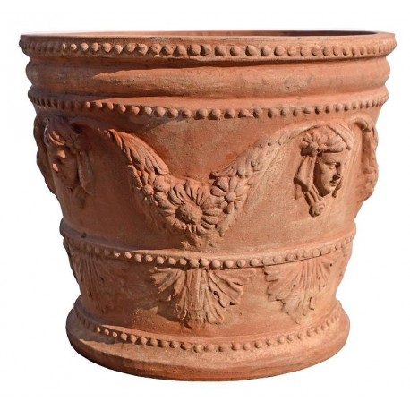 Testone festonato grande Ø48cm, vaso da fiori in terracotta