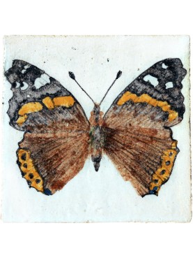 Vanessa atalanta (Linnaeus, 1758) su piastrella di maiolica