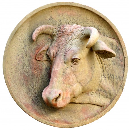 Terracotta round with cow