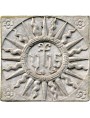 IHS in white Carrara marble - sun with six flowers