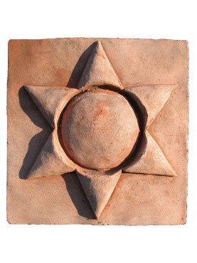 Piccolo bassorilievo in terracotta stella a 6 punte
