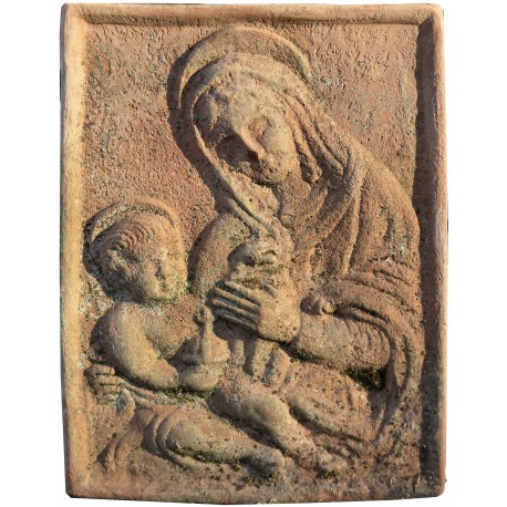 Terracotta basrelief, Madonna with Child