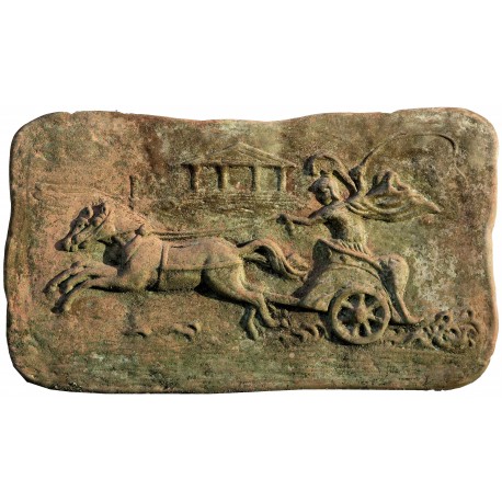 Terracotta bas-relief, roman chariot