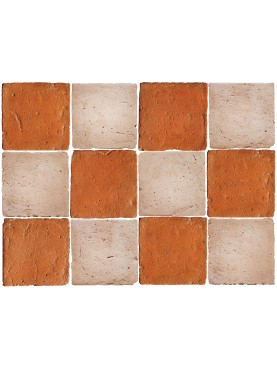 Red and white square tiles