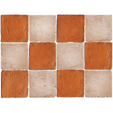 Red and white square tiles