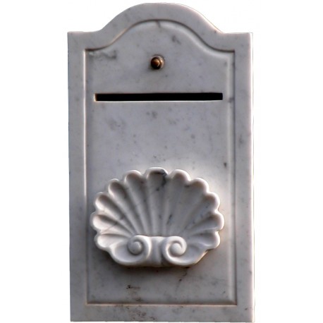 White Carrara marble mail boxes with shell