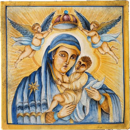 Devotional panel - Madonna with child in majolica - Madonna delle Grazie