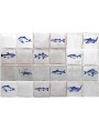 Panel with fish of Delft and white tiles 15x15 cms COD. 7154