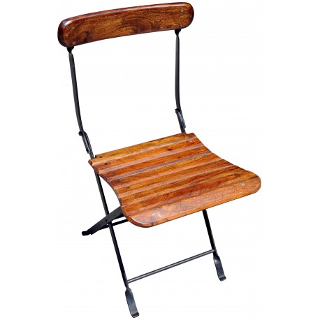 Iron and wood folding chair