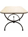 Wrought iron rectangular table with limestone top