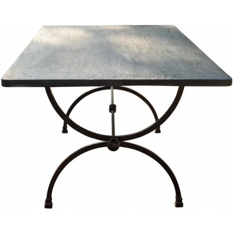 Iron table with a slate slab Ligure split