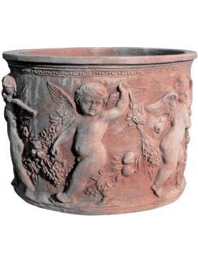 Cylindrical vase with children