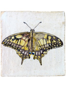 La farfalla Papilio Machaon (Linnaeus, 1758) Piastrella di maiolica