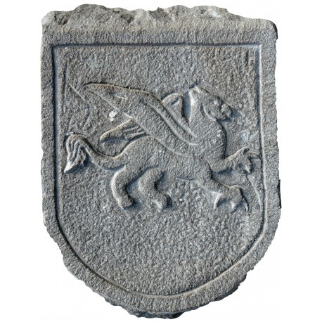 Stemma in pietra arenaria grigia - cavallo alato