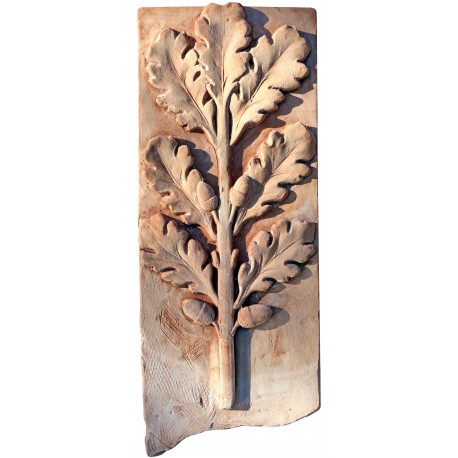Bassorilievo in terracotta - tralcio di quercia con ghiande
