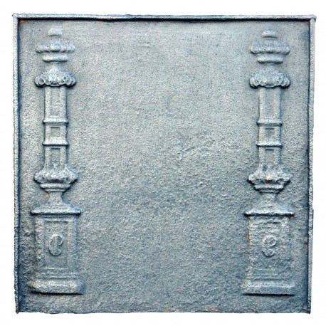 Ancient Two pillars cast iron fireback