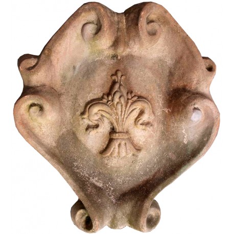 terracotta coat of arms with Florence lily