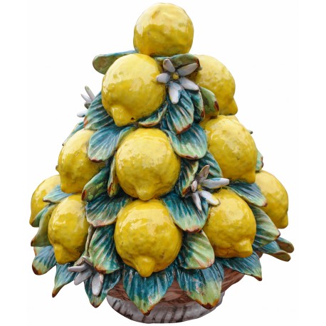grande Piramide di limoni con fiori trionfo di frutta