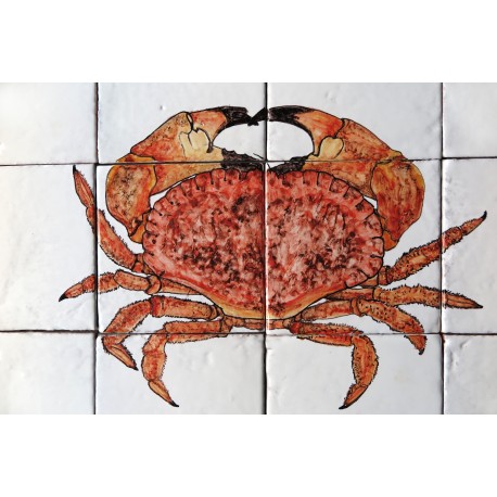 Red Crab majolica panel