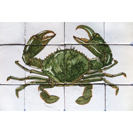 Green Crab majolica panel
