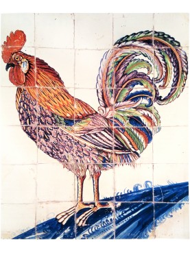 30 tile panel Delft majolica tiles - The Cock
