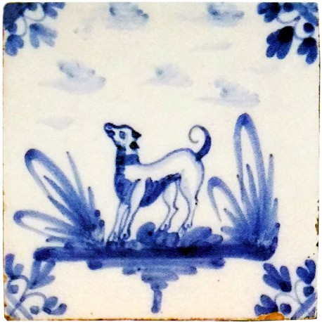 Piastrella in maiolica Delft Hannoversch - terzo cane