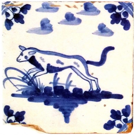 Delft Hannoversch majolica tiles - fourth dog