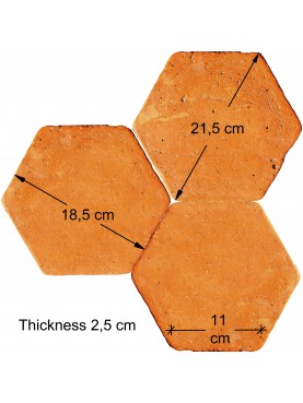Red terracotta hexagons side 11 cm