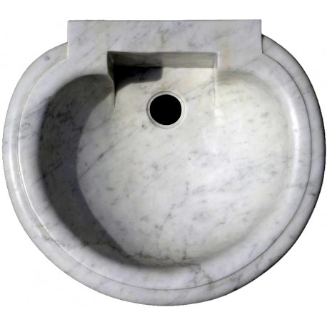 Lavandino in marmo bianco di Carrara rotondo